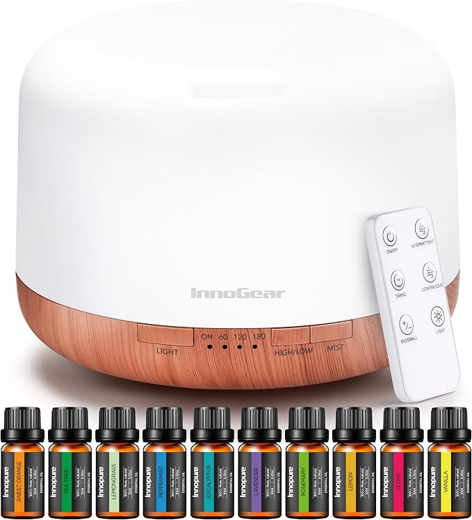InnoGear Aromatherapy Diffuser & 10 Essential Oils Set, 500ml Essential Oil - Image 8