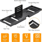 Bathtub Tray Caddy, Premium Bamboo Expandable Bath Tub Trays Table, Foldable - Image 5