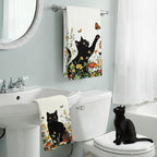 Accnicc 2 Pack Black Cat Bathroom Hand Towels Decorative Spring Floral Dish - Image 3