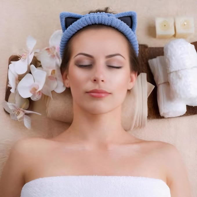 2 Pcs Cat Ears Headband, Cute Spa Headbands - Image 7