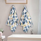 Blue and Gold Leave Branches Hand Towels - Image 3