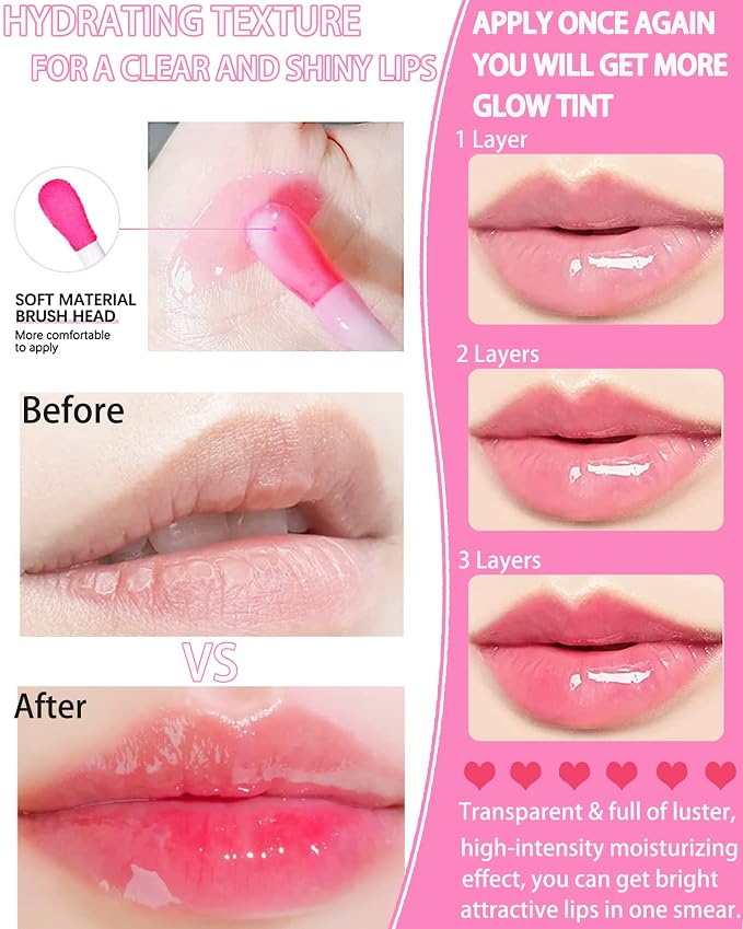 Plumping Lip Glow Oil, Hydrating Tinted Lip Oil Gloss, Transparent Toot Lip Oil - Image 5