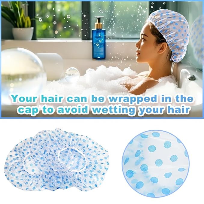 18 Pack Shower Caps for Women, Waterproof Reusable & Disposable Adjustable Bath - Image 5