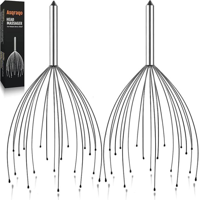 Asqraqo Stocking Stuffers, 2 Pack Scalp Massagers, 20 Fingers Hand-held Massage by Asqraqo