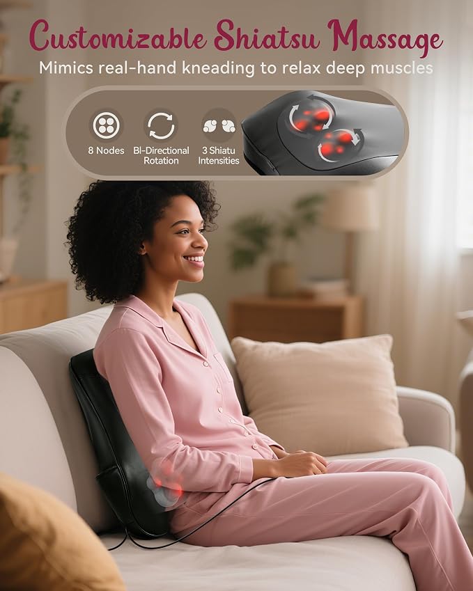 Back Massager for Pain Relief Deep Tissue, Kneading Shiatsu Neck and Back - Image 2