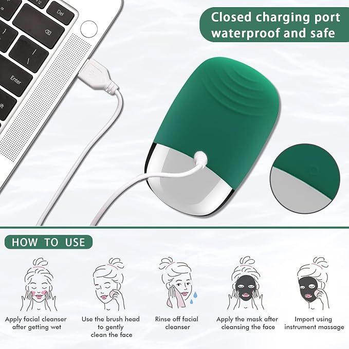 Facial Cleansing Brush, 3-in-1 Electric Silicone Face Scrubber, Vibrating - Image 7