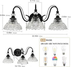 Black Bathroom Vanity Light, 3-Light Matte Black Finish Farmhouse Wall Sconce - Image 6