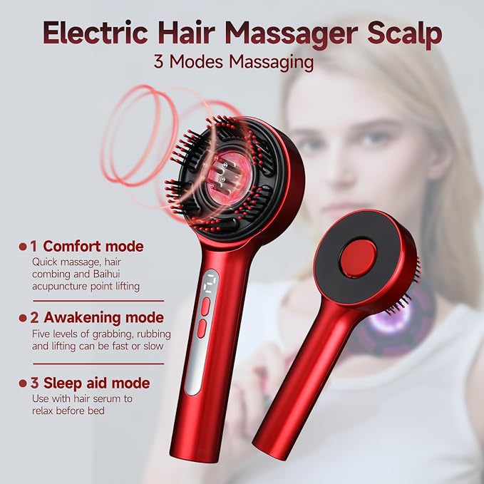 Trvtve 3-in-1 Electric Scalp Massage Comb, Hair Oil Applicator, Five-Level Head - Image 4