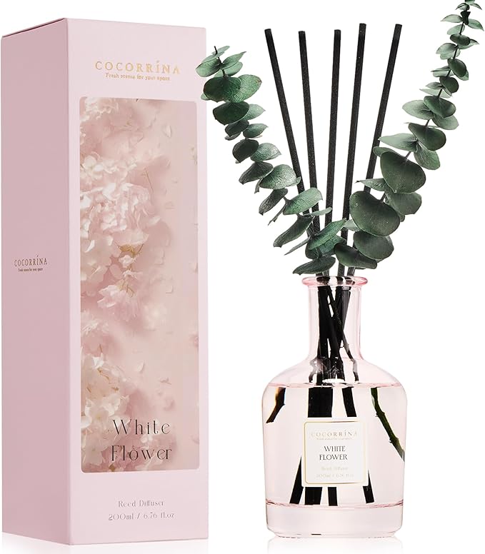 COCORRÍNA White Flower Reed Diffuser – 6.76 oz Essential Oil by COCORR%C3%8DNA