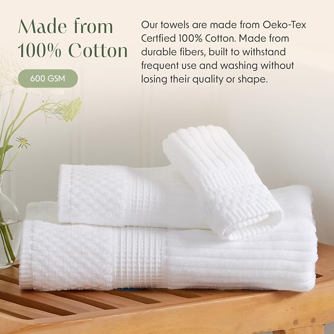 Springtree Home 100% Cotton Bath Towel Set | 6 Piece Set | Absorbent & - Image 6