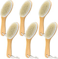 6 Pack Dry Brushing Body Brush, Soft Natural Bristle Exfoliating Dry Brush by GIWOSK