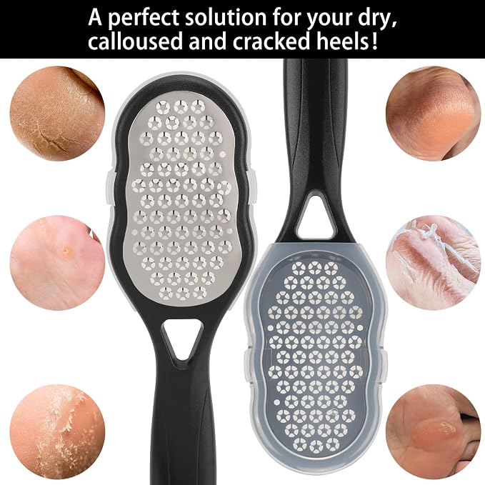 2 Pcs Foot Files with Skin Catcher, Stainless Steel Foot Rasp Callus Remover - Image 5