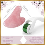 100% Authentic Rose Quartz Jade Roller and Gua Sha Set - Image 4