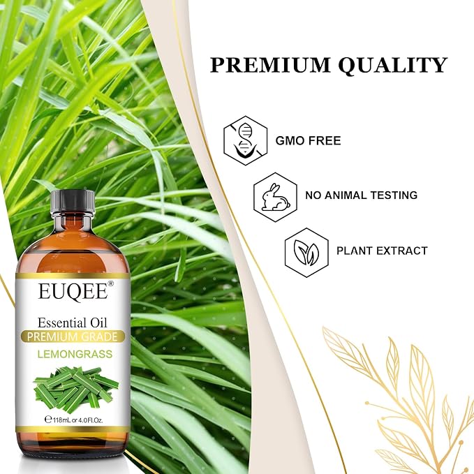 EUQEE Lemongrass Essential Oil 118ml Premium Lemongrass Oil - Image 3