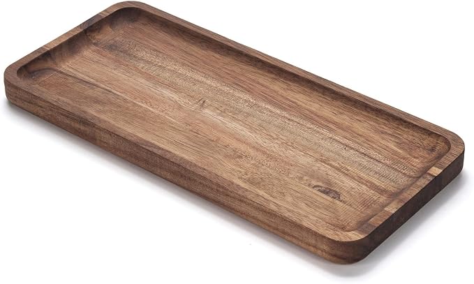 Bathroom Vanity Tray, Acacia Wood Counter Tray, Toilet Tank Tray, Appetizer by YANGQIHOME