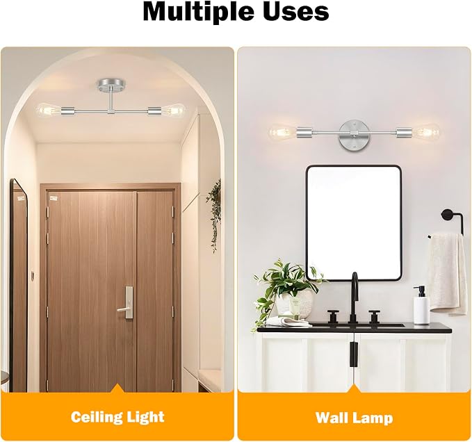 FadimiKoo 2-Light Brushed Nickel Bathroom Vanity Light - Image 3