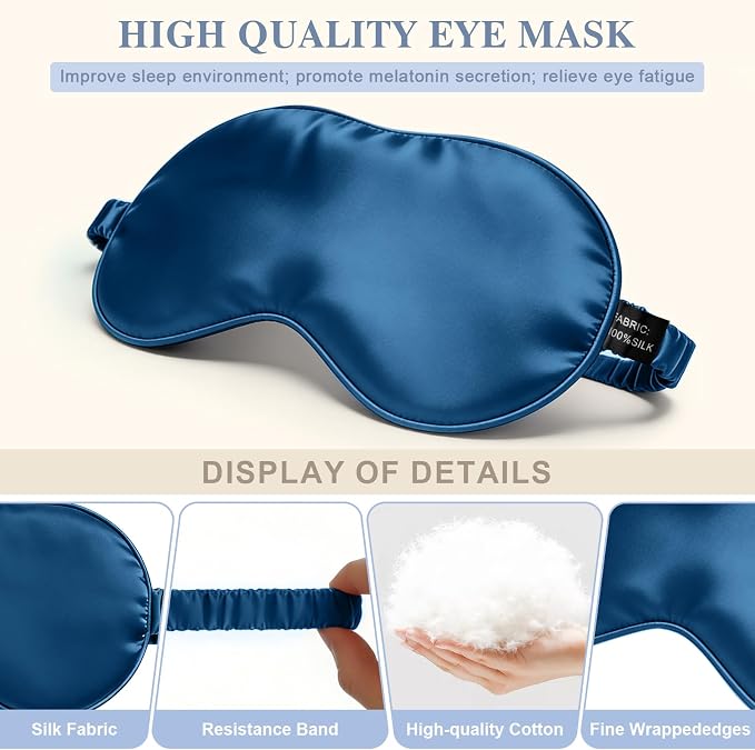 Silk Sleep Mask, Eye Mask for Sleep Women Men, Mulberry Sleeping Mask - Image 4