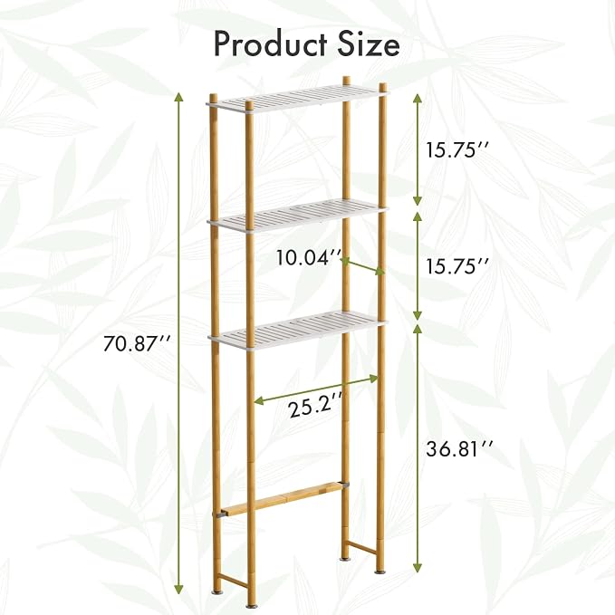 AmazerBath Over The Toilet Storage Bamboo, Bathroom Storage Organizer Shelf - Image 2