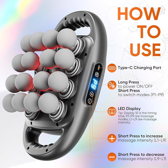 16 Head Massage Gun Deep Tissue, Quiet Back Massager - Image 4