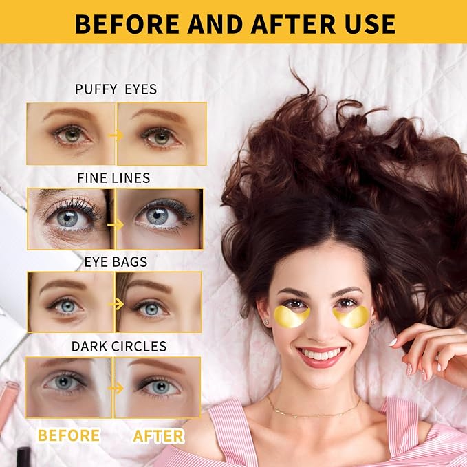 24K Gold Eye Masks for Dark Circles and Puffiness 70PCS, Under Eye Patches for - Image 6