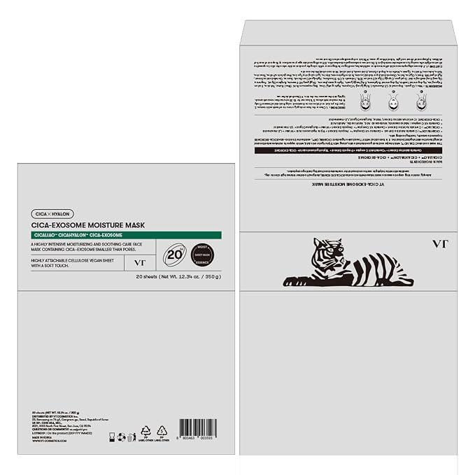 VT COSMETICS Cica-Exosome Moisture Mask 20 Sheets, Centella Asiatica & - Image 7