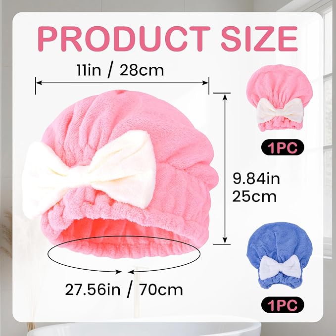 PAGOW 2pcs Microfiber Hair Towel, Fast Drying Shower Cap Hair Towel Wrap - Image 2