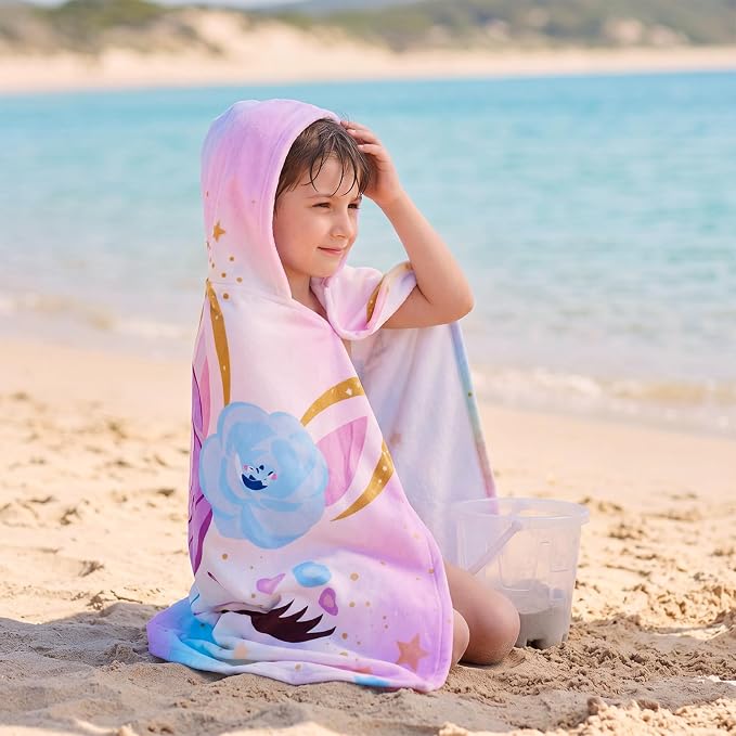 Peryiter 1 Pcs Unicorn Hooded Bath and Beach Towel 100% Cotton Pool Towels - Image 6