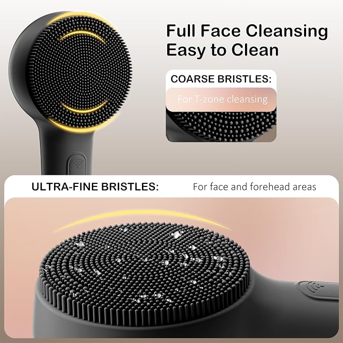 Facial Cleansing Brush Silicone Face Scrubber Waterproof Rechargeable - Image 3