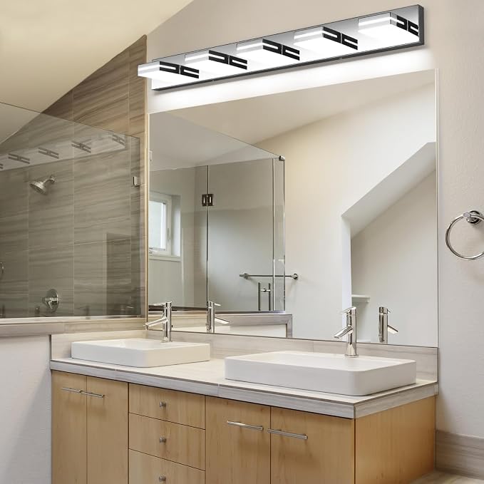 SineRise LED Modern Bathroom Vanity Light Fixtures, Chrome Modern Acrylic - Image 6