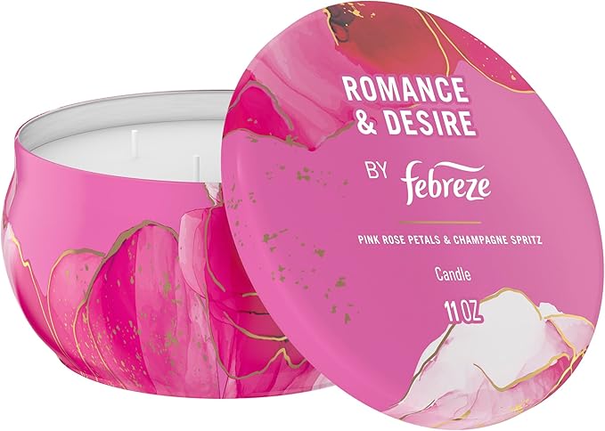 Febreze Scented Candle, Romance & Desire Scent, 11 oz 4 Wick Candle, Single Pack by Febreze