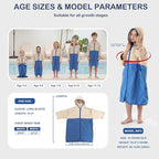 Hiturbo Kids Bath Towel Hoodie: Zipper Surf Poncho Long Sleeve Quick Dry - Image 2
