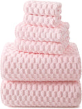 REDKISS Pink Microfiber Bath Towels Set of 6-35x70 Inches Oversized Bath Sheets by REDKISSOnline