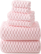 REDKISS Pink Microfiber Bath Towels Set of 6-35x70 Inches Oversized Bath Sheets by REDKISSOnline