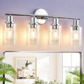 DLLT 4-Light Bathroom Light Fixtures: Chrome Modern Vanity Lights by DINGLILIGHTING