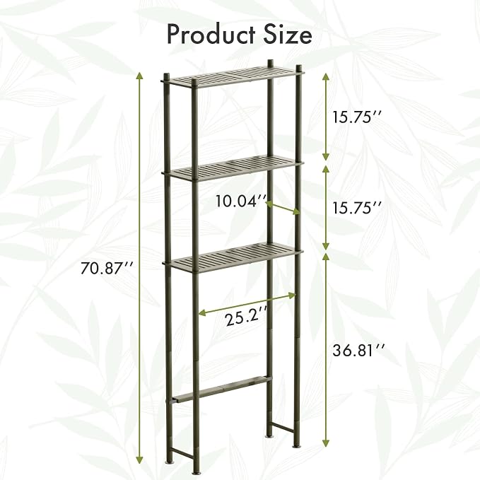 AmazerBath Bamboo Over The Toilet Storage Shelf, 3-Tier Over Toilet Bathroom - Image 2