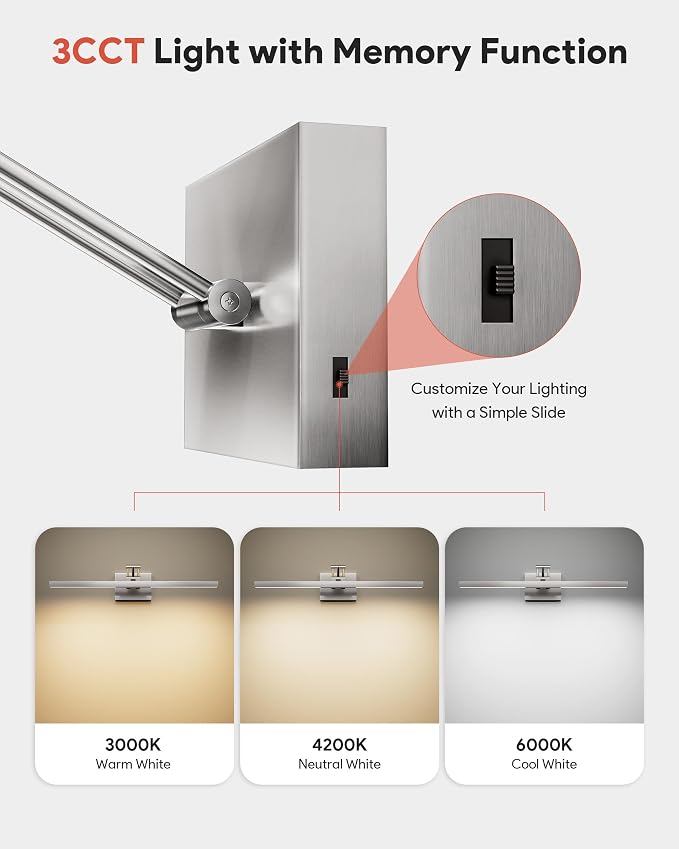 VONLUCE 24" LED Bathroom Vanity Light, 3CCT Modern LED Vanity Lights - Image 2
