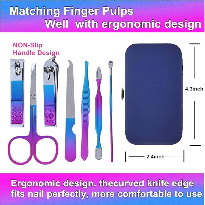 QURIPE 7pcs Manicure Set, Nail Clippers Kit, Stainless Steel Manicure Kit - Image 2