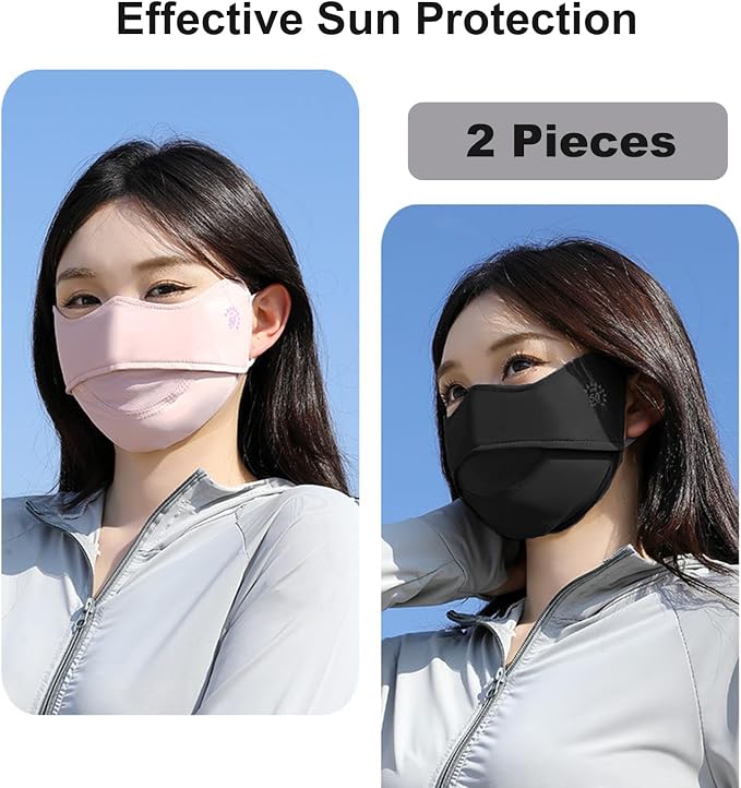 2Pcs UV Face Mask, Sun Masks for Women, Cooling Breathable Face Cover for - Image 2