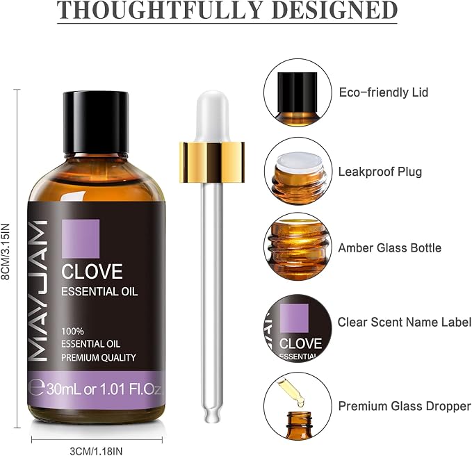 MAYJAM Clove Essential Oil, 1.01 FL.OZ Pure Essential Oils - Image 6