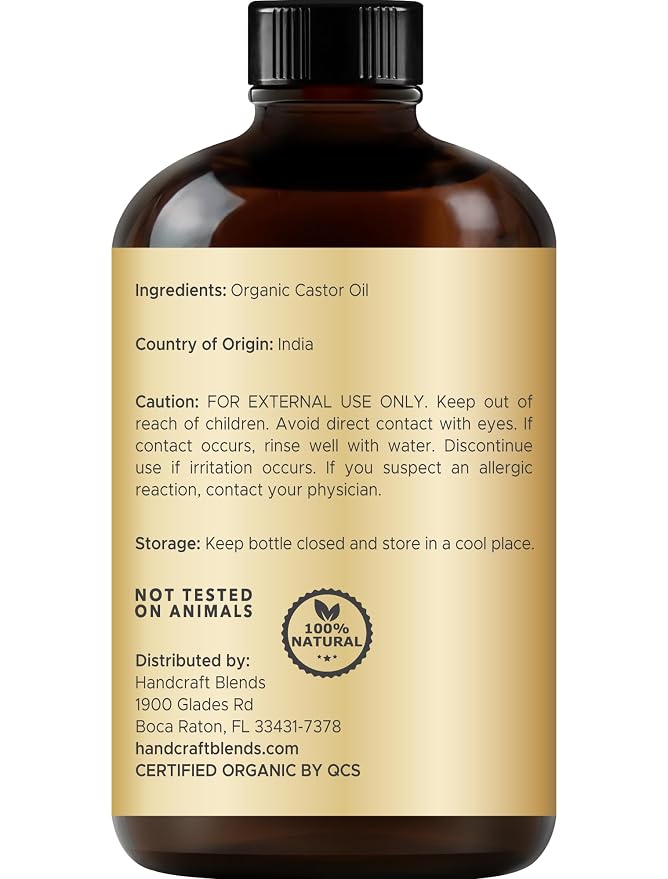 Handcraft Blends Cold-Pressed Organic Castor Oil 4 Fl Oz | Glass Bottle | Lash - Image 3