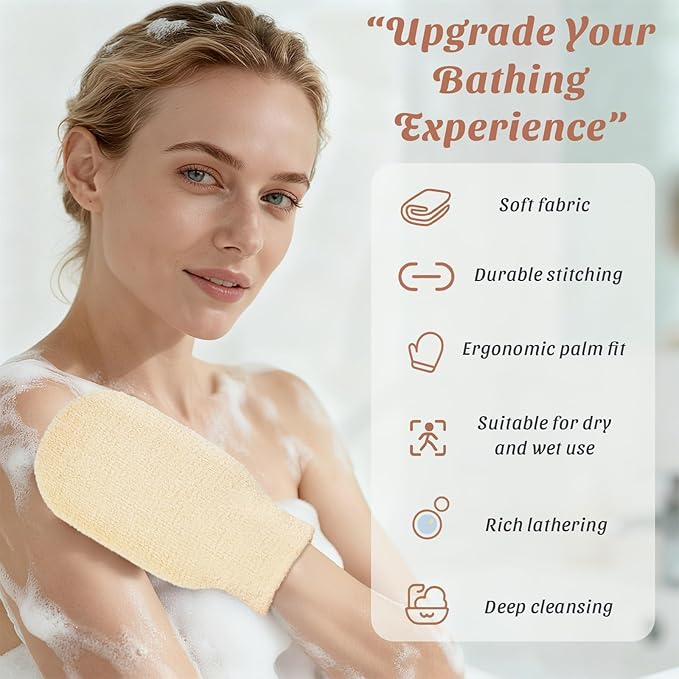 2-Pack Hemp Bath Gloves – Natural Shower Mitts - Image 3