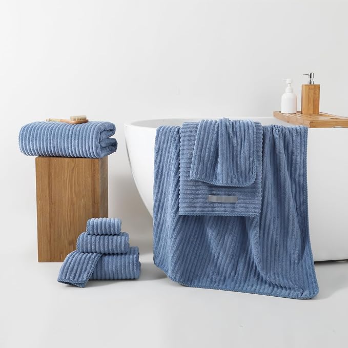 REDKISS Blue Bath Towels Set 8 Piece - Image 5