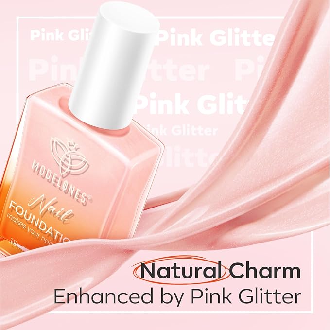 modelones Nail Strengthener, Glitter Clear Nail Natural Concealer Foundation - Image 7