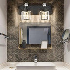 PRESDE 2-Light Crystal Bathroom Lights Fixtures Modern Matte Black Wall - Image 3