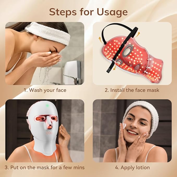 ONLUKY Red Light Therapy Mask for Face, Cordless LED Face Mask Light Therapy - Image 5