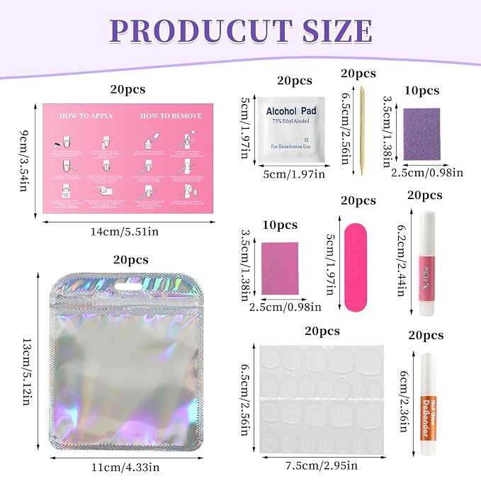 TADOPRO 20PCS Press On Nail Tool Kit, Disposable Nail Prep Kit - Image 3