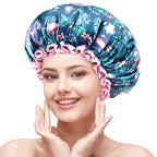 mikimini Large Shower Cap for Women Long Hair, Flamingo Shower Caps by mikiminidirect