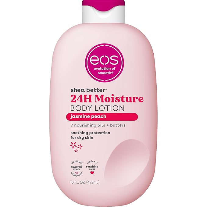 eos Shea Better Body Lotion Jasmine Peach, 24-Hour Moisture Skin Care, by eosproducts