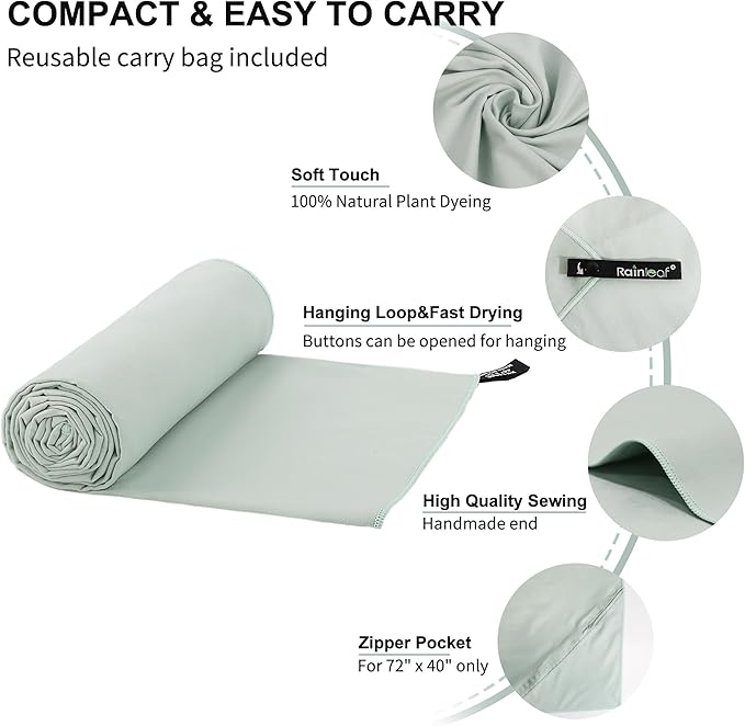 Rainleaf Microfiber Towel Perfect Travel & Gym & Camping Towel. Quick Dry - Image 3