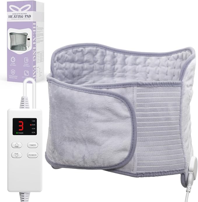 Heating Pad for Back and Shoulder Pain, 6 Temperature Levels & 4 Auto-Off Timers by LITLISFlY